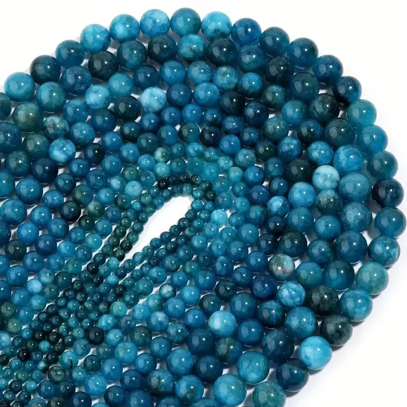 1 Strand Natural Blue Apatite Stone Beads 4/6/8/10mm Round Gem Bead for DIY Bracelet Charms Jewelry Making Beaded Wholesale Pi-Mart