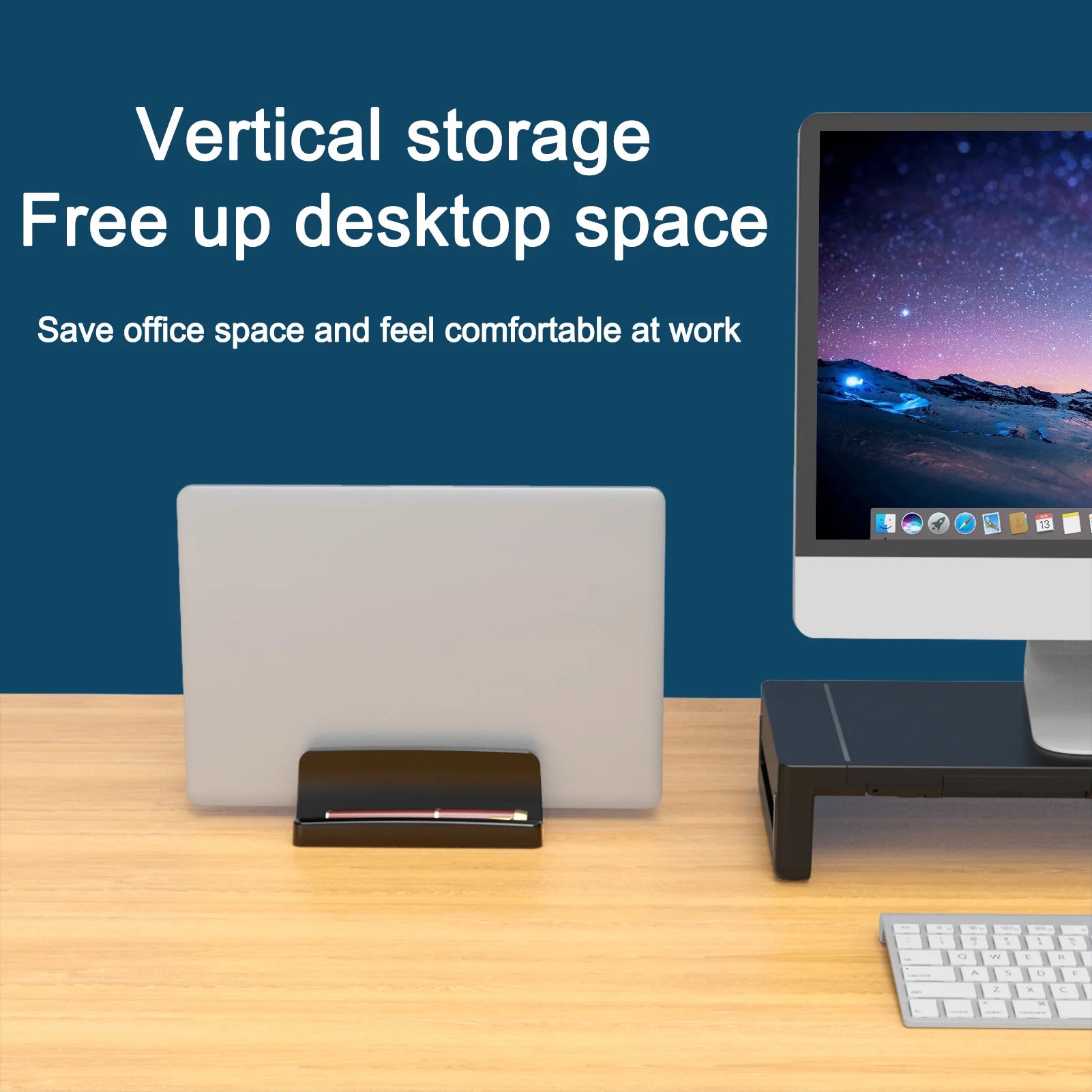 Vertical Laptop Stand for Desk,Dual Slots Plastic Laptop Holder with Space Saving Design,Laptop Stand Supports MacBook Pi-Mart