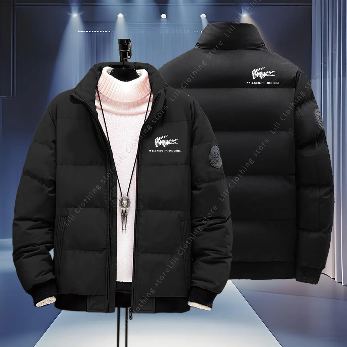 Wall Street Crocodile Winter Coats Men's Puffer Jackets Thick Warm Bomber Jackets Parkas Down Jackets Men's Winter Jackets New Pi-Mart