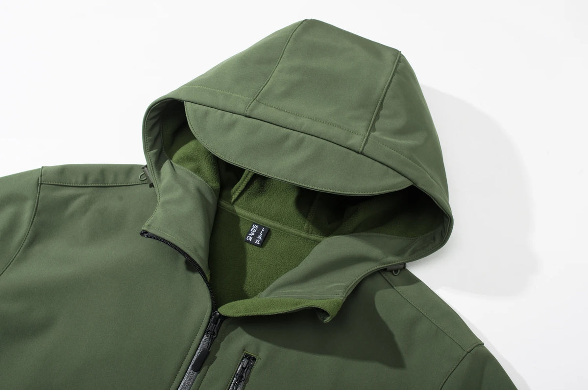 TACVASEN Hooded Softshell Jacket Mens Waterproof Rain Jacket Fleece Lined Work Jacket Outdoor Trekking Hiking Windbreaker Male Pi-Mart