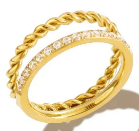 Stainless Steel Ring for Women Inlaid Zircon Rings Waterproof Romantic Fashion Jewelry Pi-Mart