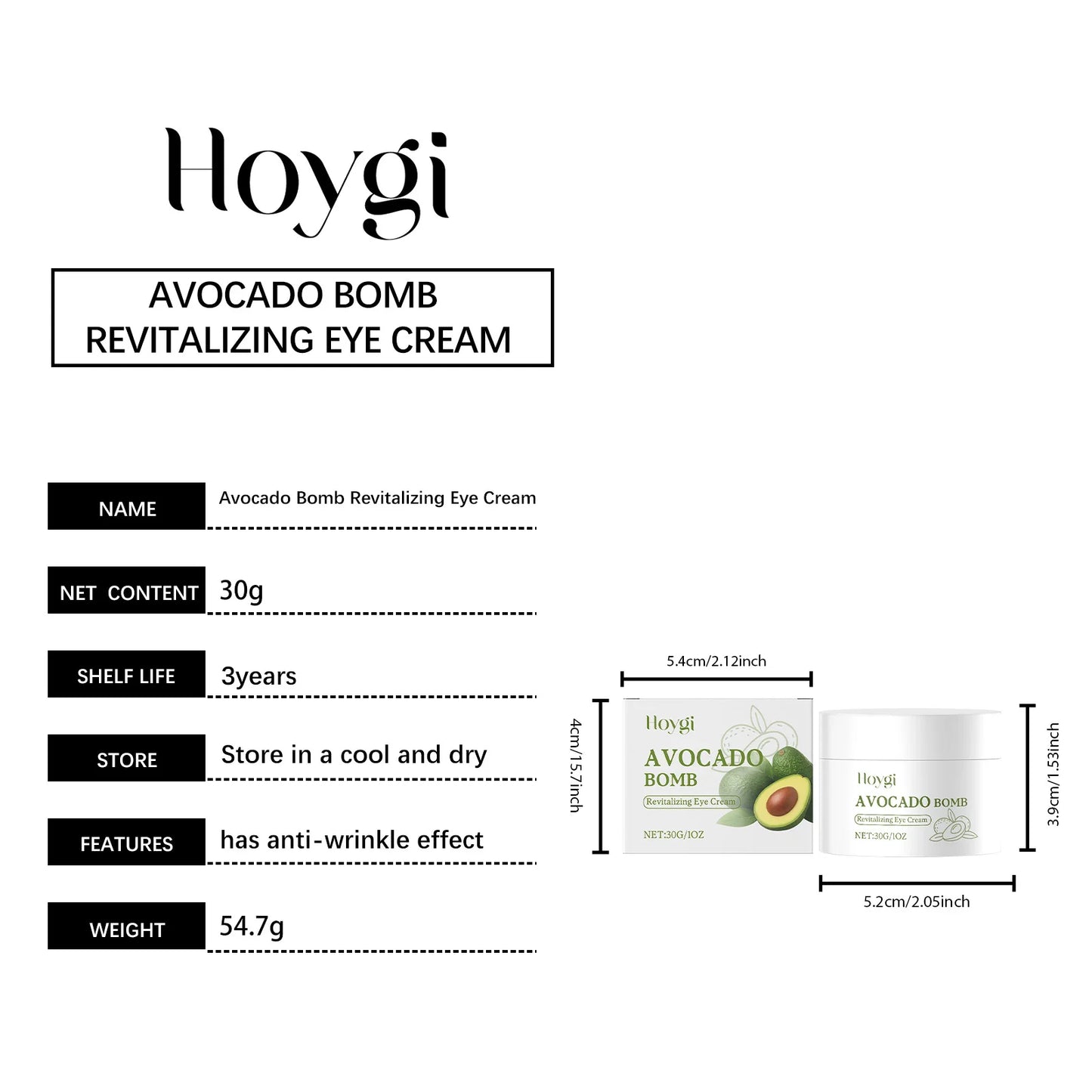 Avocado Eye Cream Fades Fine Lines & Wrinkles Firming Smoothing Eye Area Anti Puffiness Dark Circle Corrector for Youthful Eyes Pi-Mart