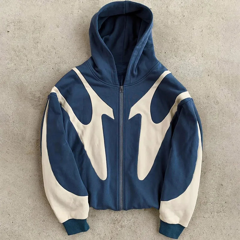 American  Retro Letter Printed Devil Pattern Hoodie Y2k Harajuku Casual Couple Zipper Hoodies Sweatshirt Fashion Street Clothing LadyShow.Store