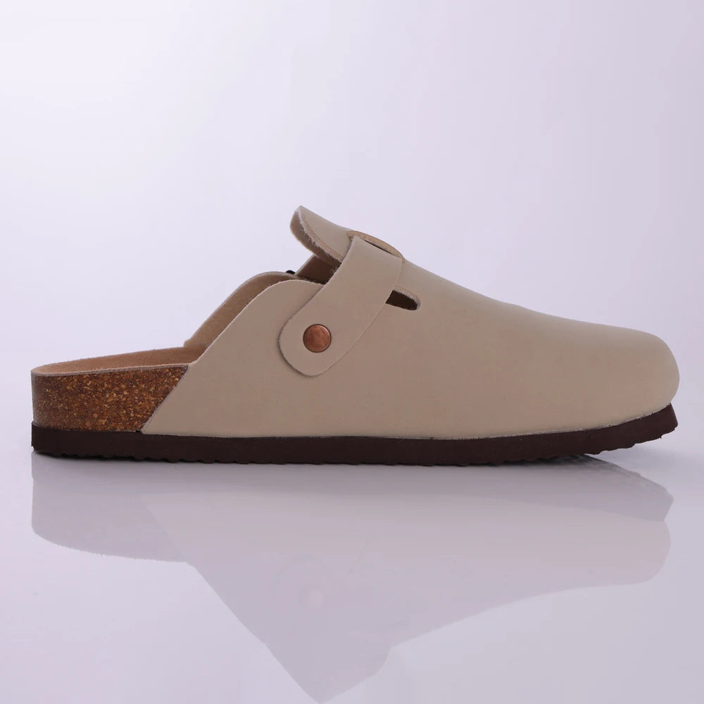 Comwarm Buckle Clogs For Women Men New Genuine Suede Clogs with Arch Support Soft Cork Footbed Mules Fashion Thick Beach Sandals Pi-Mart