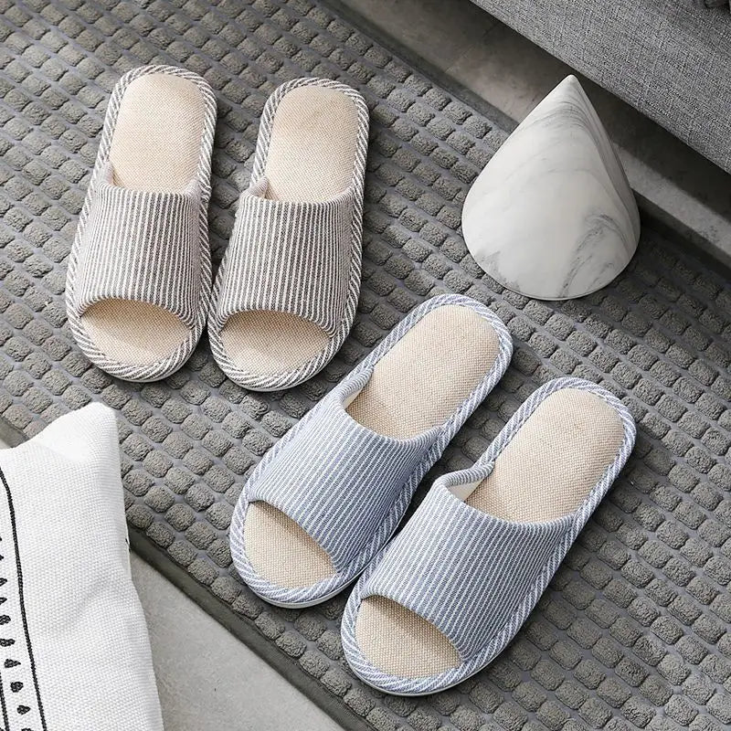 Four Season Linen Home Slippers Women Indoor Bedroom Women House Slides Autumn Unisex Lovers Shoes Adults Outdoor Casual Sandals LadyShow.Store