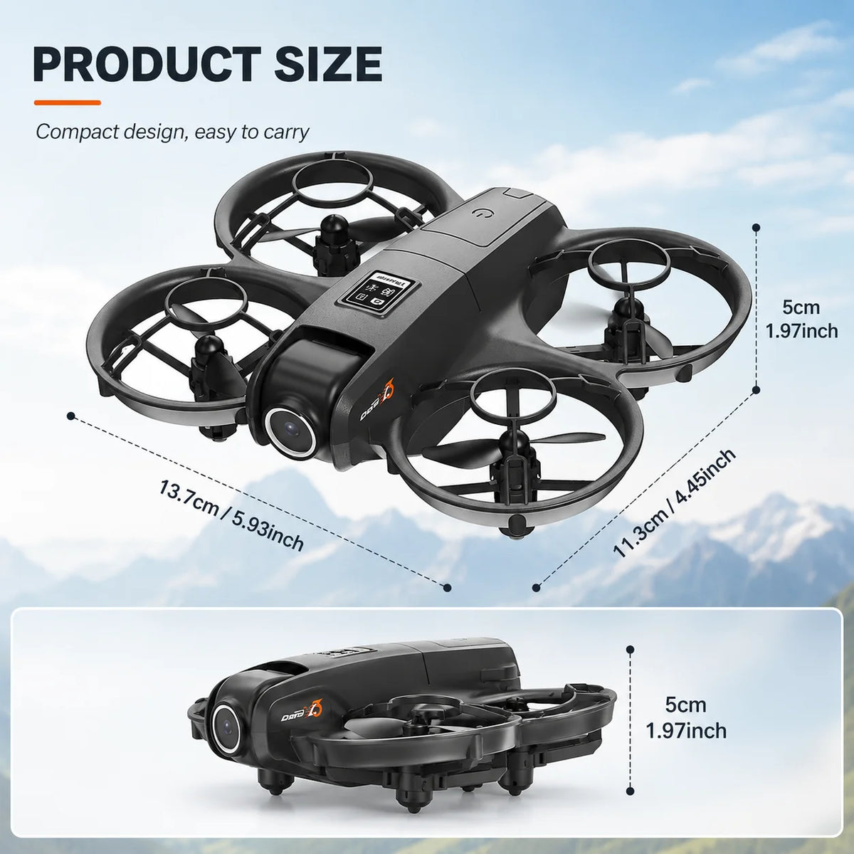 ZNLYRION YL3PK Mini Full Protective Drone With 2.4 Inch Screen Remote Dual Camera Optical Flow Hover 2 Batteries Indoor RC Quadcopter Pi-Mart