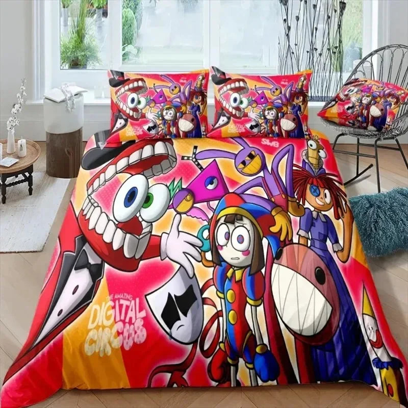 THE AMAZING DIGITAL CIRCUS Cartoon Bedding Set Double Twin King Duvet Cover Comforter Pillowcase Boys Girls Adults Bedroom Pi-Mart