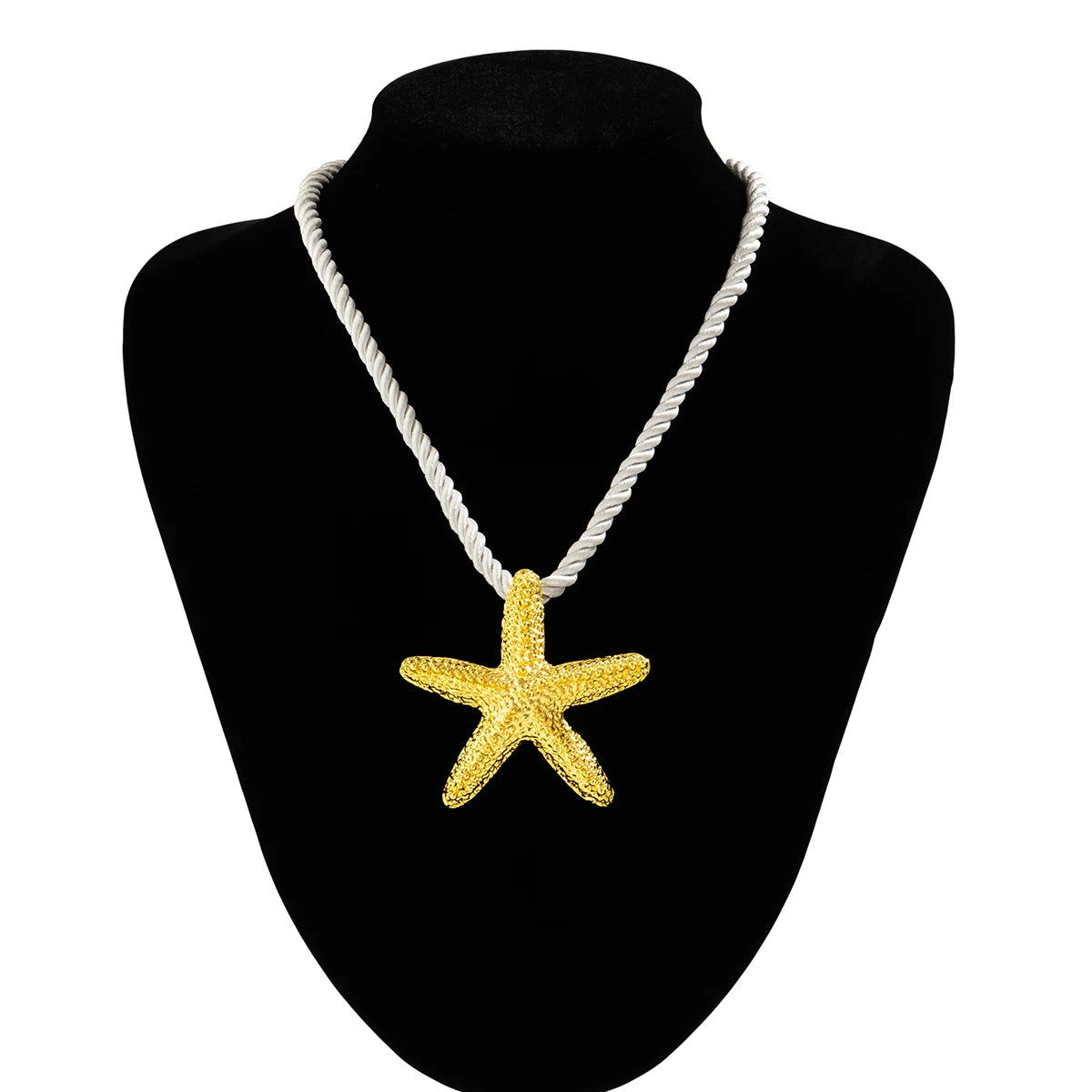IngeSight.Z Exaggerated Big Starfish Pendant Necklace Women Punk White Thick Rope Chain Choker Necklace Party Jewelry Gift Pi-Mart