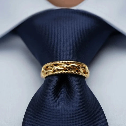 Creative Alloy D-shaped Tie Buckle Cuff Links Shirt Tie Pin Twists Tie Clip Accessories for Suit Mini Tie Knot Fixation Wedding Pi-Mart