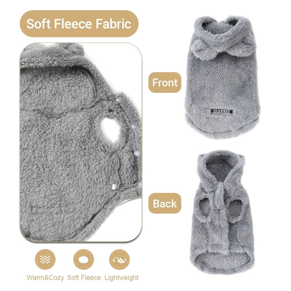 Soft Fleece Pet Dog Clothes Cute Hoodie Coat For Small Medium Dogs Cats Autumn Winter Puppy Hooded Jacket Sweater Pug Apparel LadyShow.Store