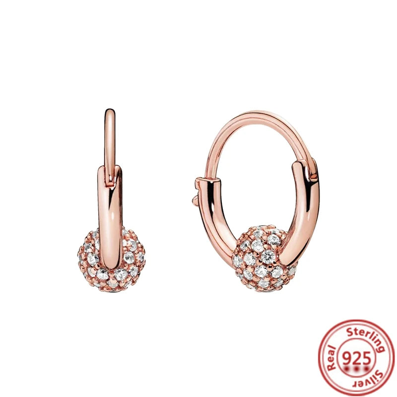 Hot Sale 925 Sterling Silver Heart Earrings Fit Original Charms Hoop Earrings For Women Girls Stud Earring Fine Jewelry Gifts Pi-Mart