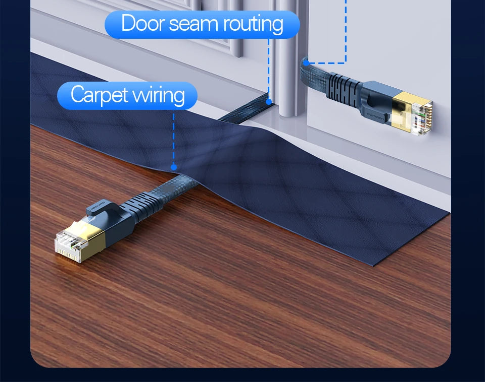 CAT 8 Flat Network Internet Cable 40Gbps 2000MHz Round RJ45 Nylon Braided LAN Cable Patch Cord for Modem Router PC PS4/5/6 Xbox Pi-Mart