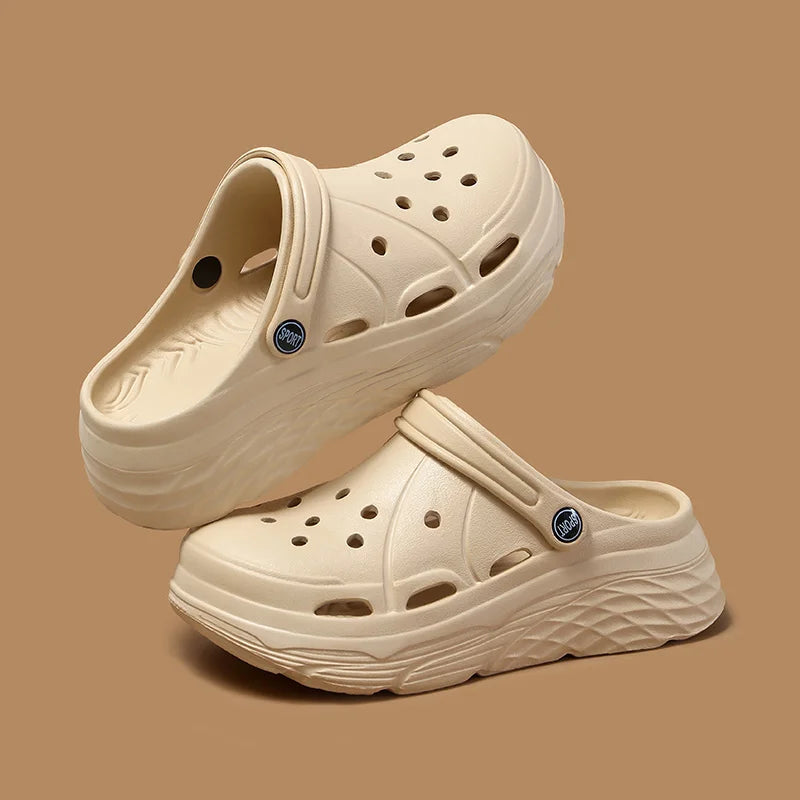 Women's Fashion Platform Sandals Summer 2025 Thick Sole Soft Eva Clogs Garden Shoes for Women Hollow Out Non Slip Beach Sandals Pi-Mart