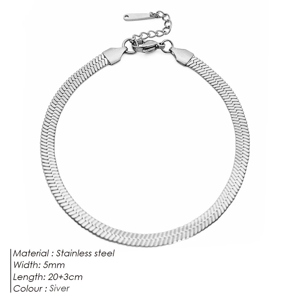 EMANCO 4MM Snake Chain Anklet Womens Beach Chain Stainless Steel Anklet Gift Drop/Wholesale Factory Direct Sales Pi-Mart