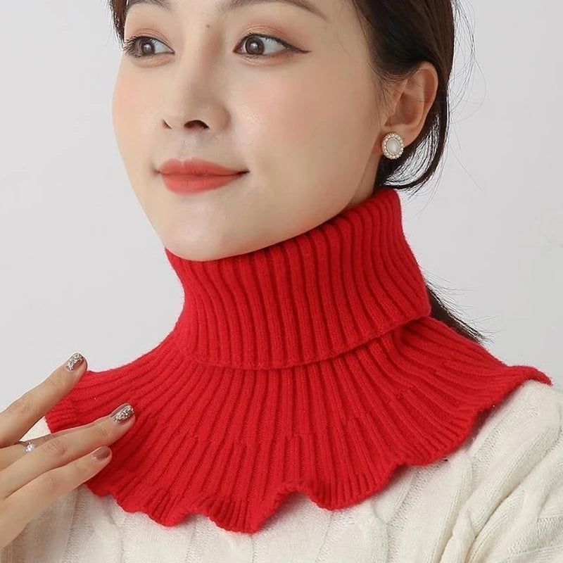 Warm Knitted Fake Collar Women Thicken Turtleneck Ruffles False Collars Detachable Neck Guard Winter Windproof Fake Collar Pi-Mart