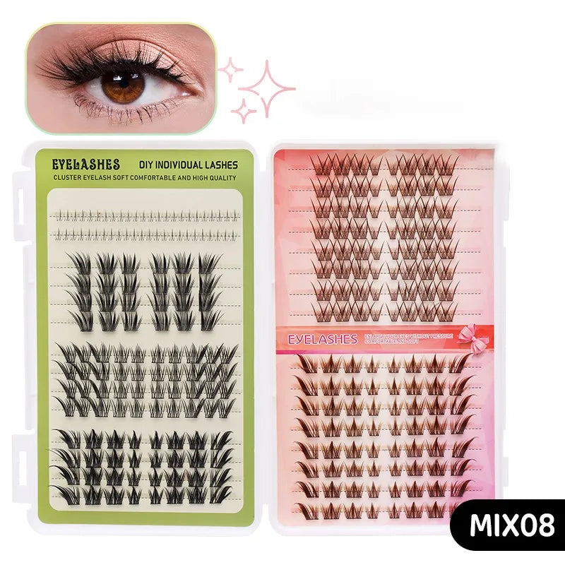 DINGSEN Eyelash Clusters Book Large Capacity Volume Individual Lashes Book Natural Long DIY Cluster Eyelash Extensions Makeup Pi-Mart