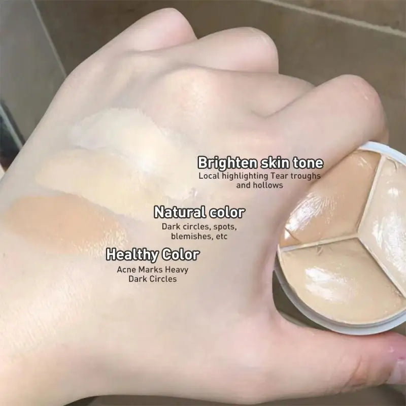 3-Color Concealer Palette Professionally Covers Eyes Dark Circles Spots Pimples Black Lacrimal Groove Repair Foundation Make Up Tri Light Beauty
