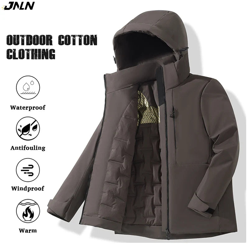 JNLN Unisex Waterproof Fleece Jackets Winter Windproof Thermal Windbreaker Men Women Hiking Camping Skiing Climbing Raincoat LadyShow.Store