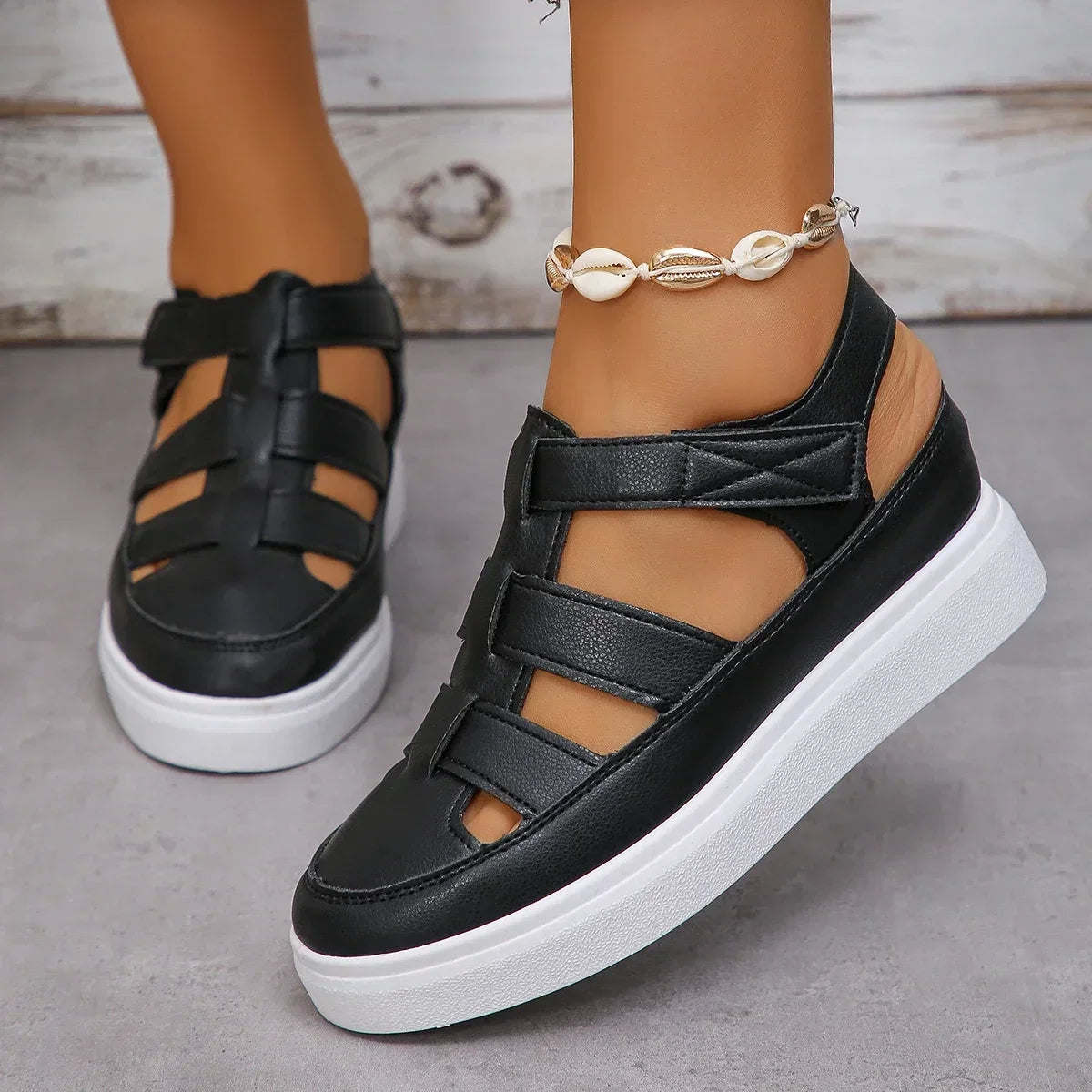 Women Sandals New Summer Wedges Heels Platform Sandals Women Hollow Out Gladiator Sandals Breathable Thick Sole Shoes for Women LadyShow.Store