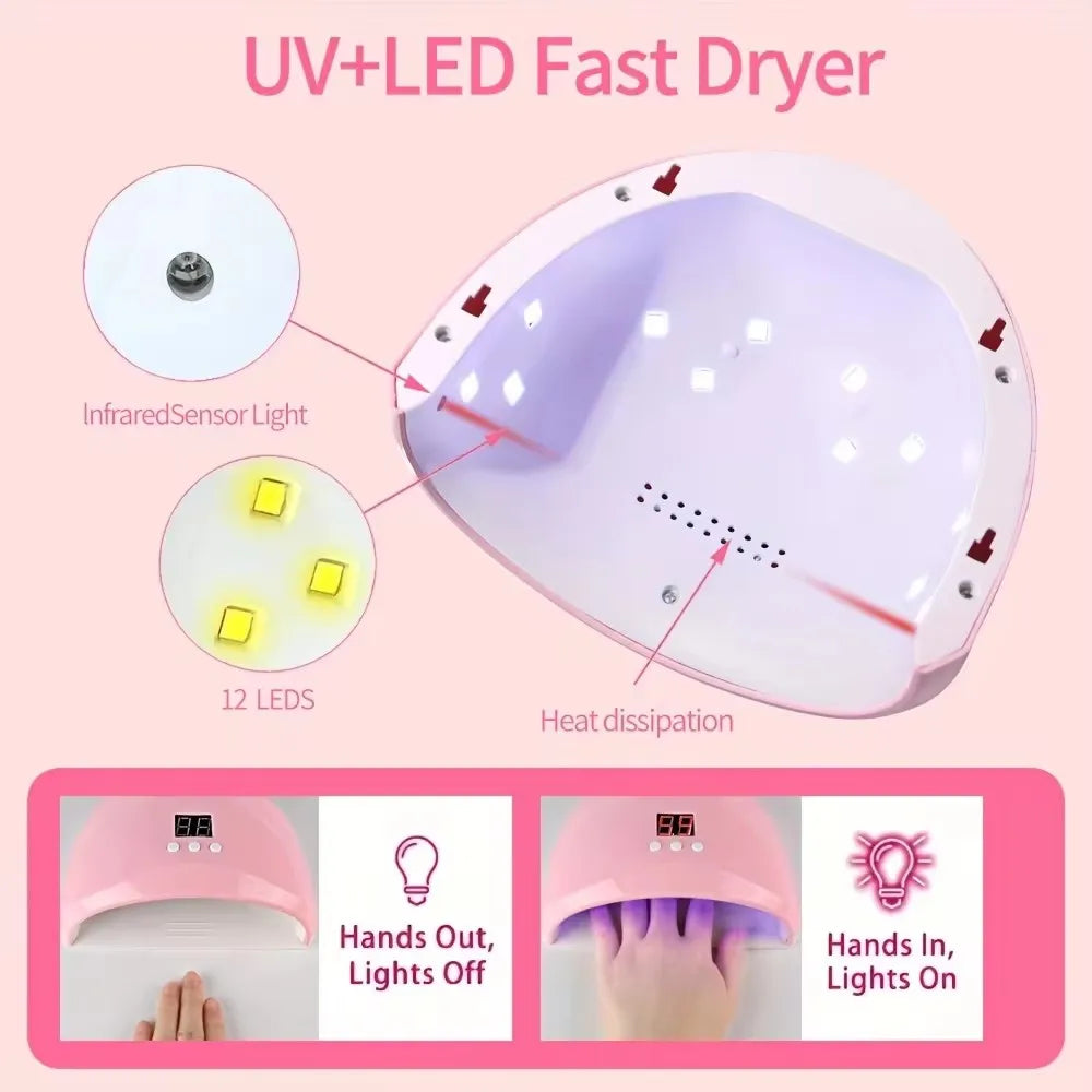 LINMANDA Manicure Set USB Electric Nail Drill Polish File Kit With LED Lamp Handheld Pen Sander Polishing Block Manicure Tools Tri Light Beauty