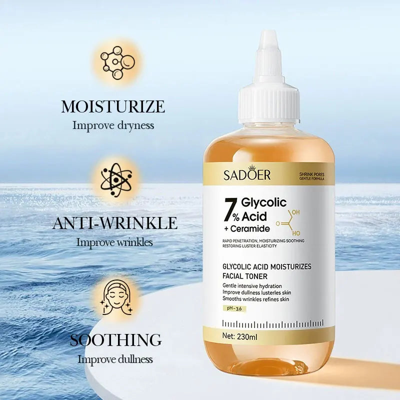 Toner SADOER Glycolic Acid Soothing Moisturizing Serum Improves Dirty and Dry Skin Fine Lines Pi-Mart