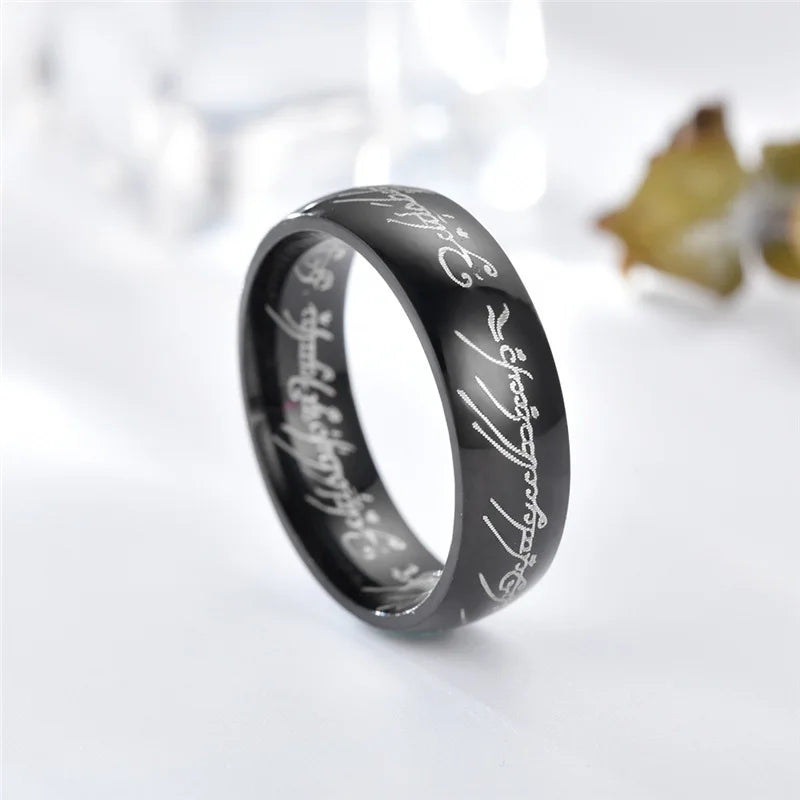 6MM Stainless Steel Laser Engraving Exquisite Couples Wedding Rings, Men And Women Fashion Movie Jewelry Gifts Wholesale Pi-Mart
