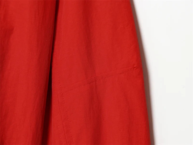 Women's Jacket 2026 Autumn New Red Long-Sleeve Drawstring Decorative Festive Hoodie Zipper Cardigan Casual Fashion Versatile Pi-Mart