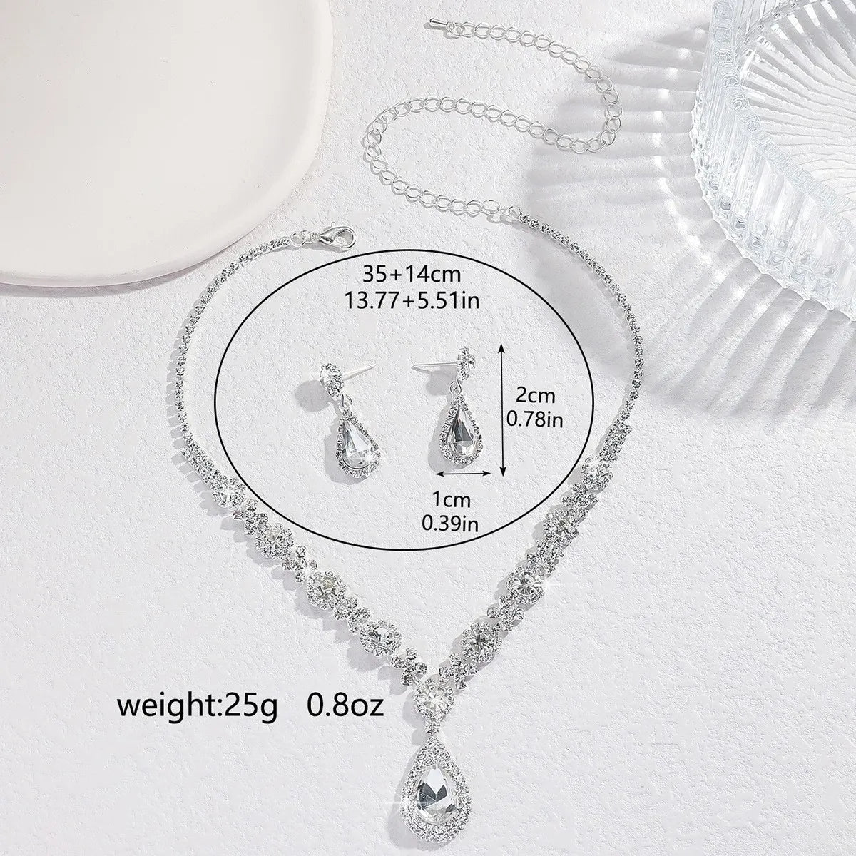 Simple and Atmospheric Water Droplet Necklace Earrings Two-Piece Set as a Surprise Birthday Gift for Girlfriend and Best Friend Pi-Mart