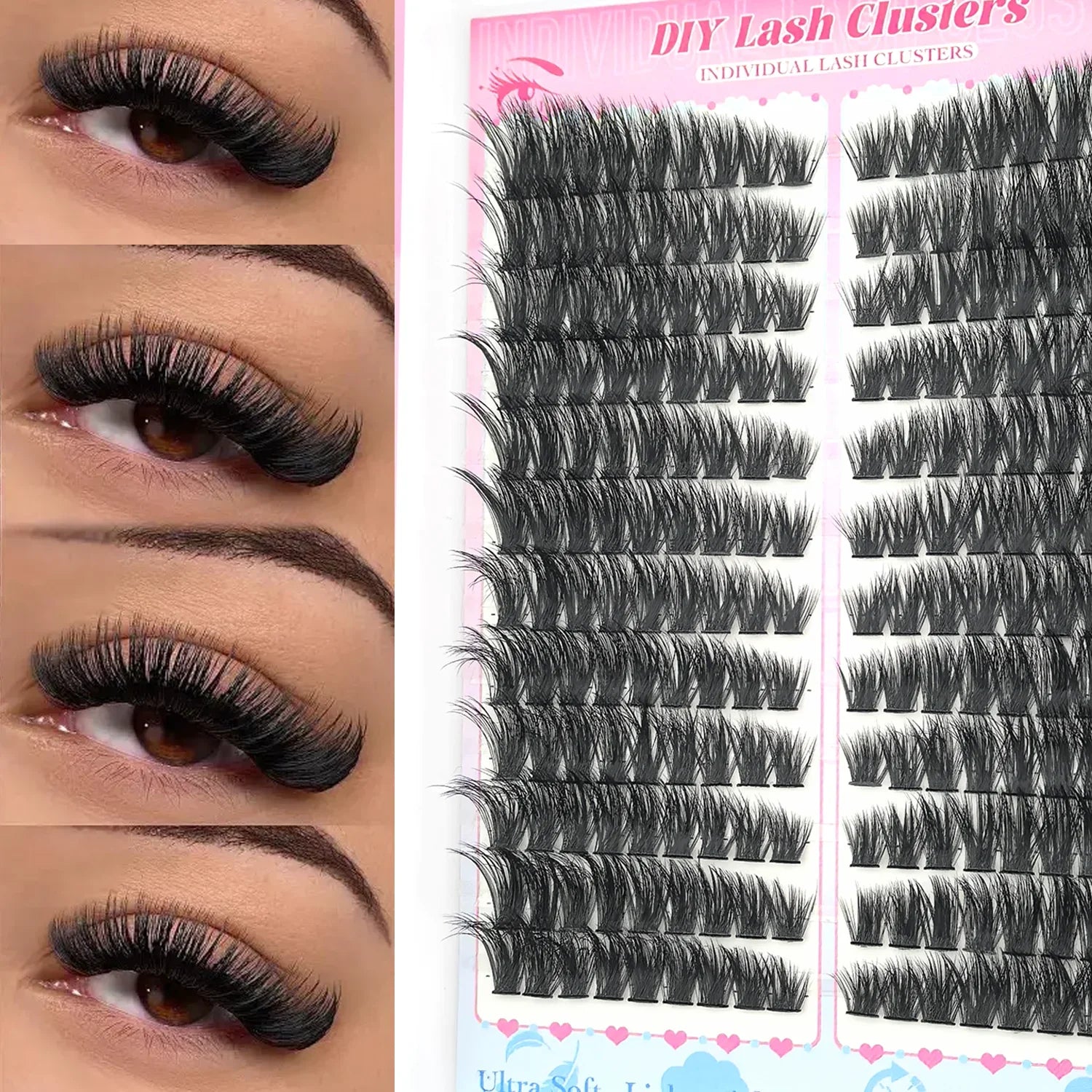 False Eyelashes Natural Wispy Individual Cluster Lashes Easy to Apply Soft & Lightweight Reusable for Daily Makeup LadyShow.Store