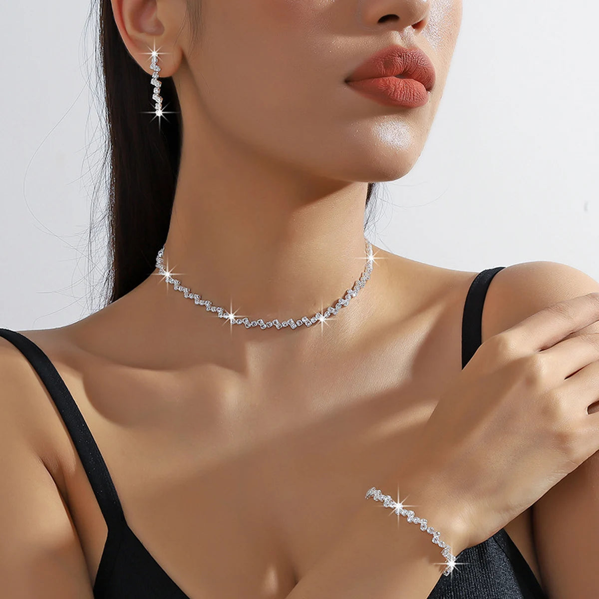 Starry Sky Sparkling Necklace, Women's Clavicle Chain Bracelet, Simple Sparkling Plain Chain, Stackable Design Pi-Mart