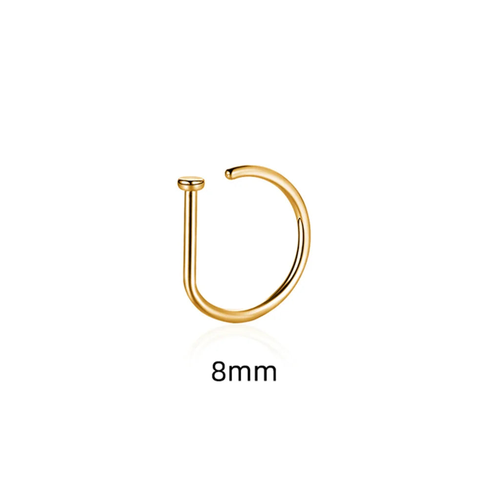 Women Men Fake Piering Nose Ring Earrings Fashion punk Non Piercing Nose Clip Stainless Steel Perforation Septum Body Jewelry Pi-Mart
