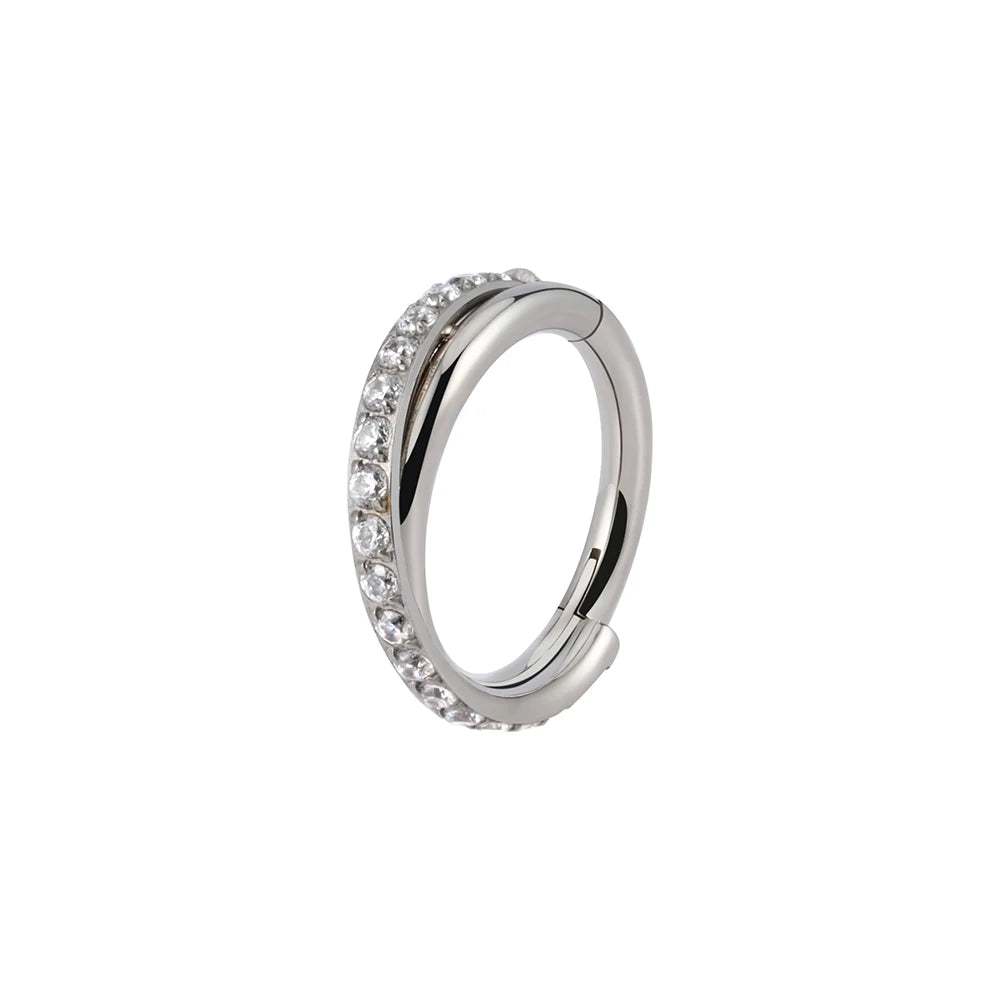 Right Grand Implant Grade Titanium Hinged Seamless Earrings Clicker Hoop Ring for Cartilage Helix Rook Septum Daith Tragus Conch Pi-Mart