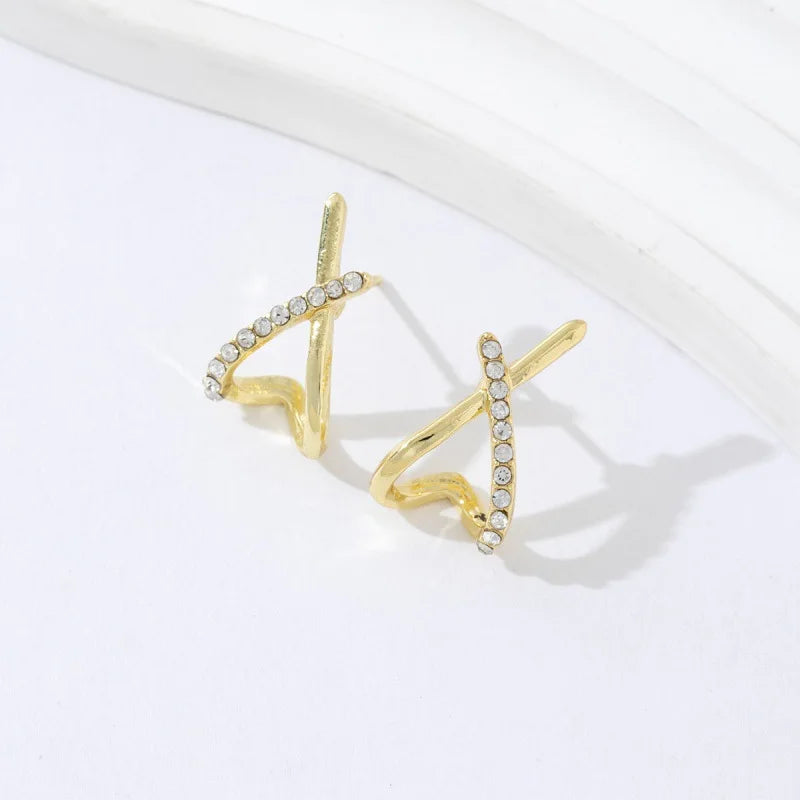 LATS Trendy Gold Color Cross Stud Earrings for Women Dainty Simple Minimalist Earring Fashion Jewelry Party Gifts Wholesale Pi-Mart