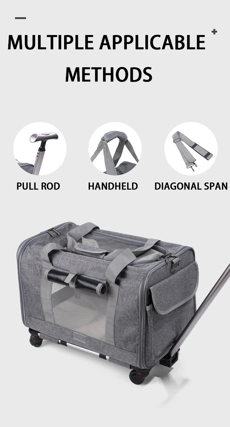 Pet Carrier with Wheels for Dogs Up To 15lbs & Cat  Airline Approved Dog Carrier Rolling Pet Carrier Foldable Pet Stroller Pi-Mart