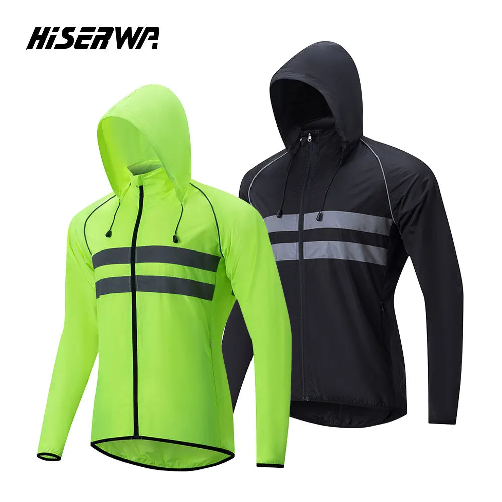 HISERWA Cycling Windbreaker Windproof Waterproof Reflective Bicycle Jacket Ultralight MTB Road Bike Jersey Portable Cycling Coat LadyShow.Store