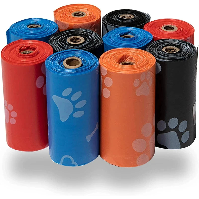 Random Color Cartoon Paw Graphic Dog Poop Bags Pet Poop Bags Leak-Proof Dog Waste Bags For Pet Supplies Pi-Mart