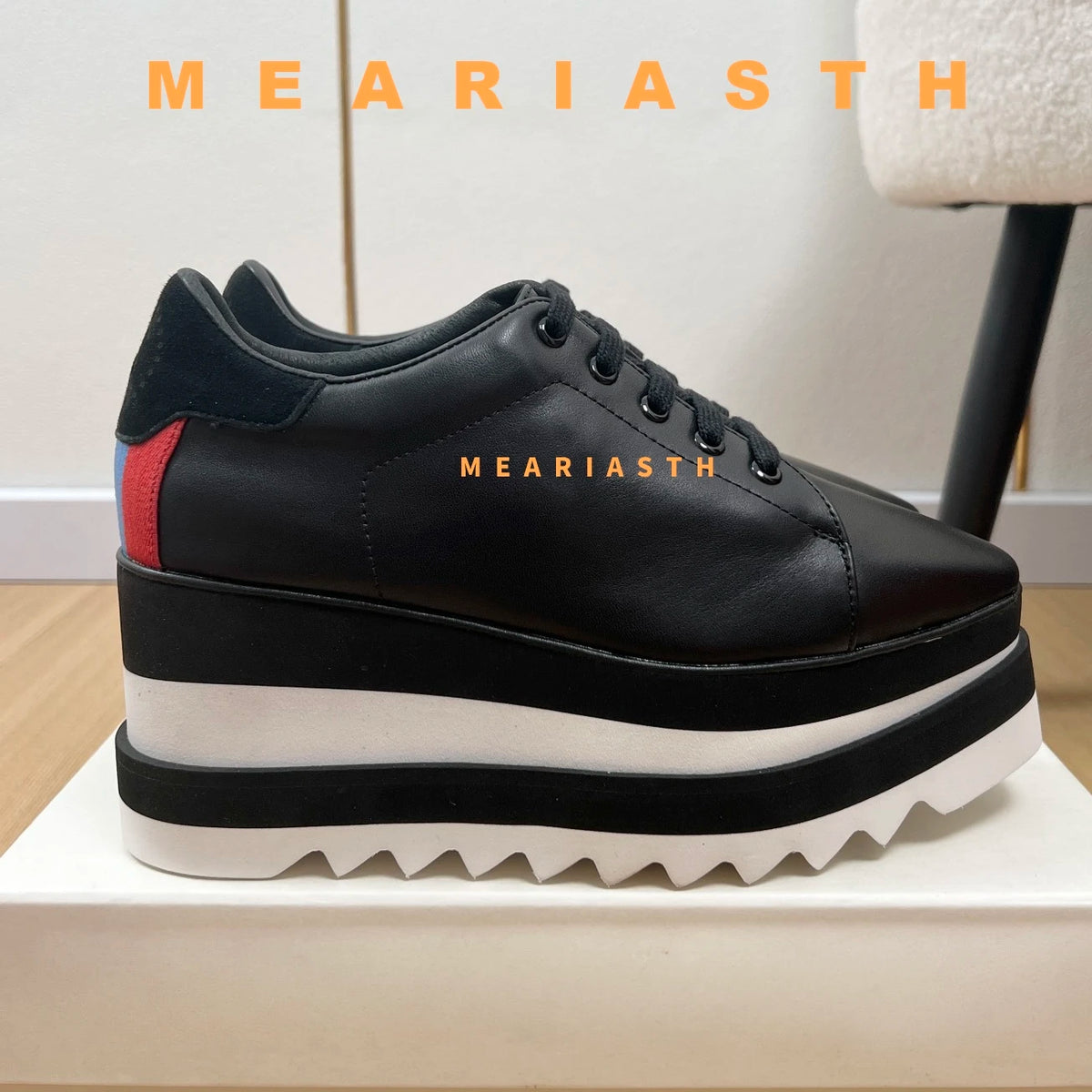 Women Walking Sneakers Autumn Lace-up High Platform Chunky Shoes Breathable Leather Shoes 8.5CM Winter Wedge Heels Casual Shoes Pi-Mart