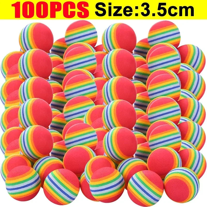10-100x Colorful Cat Toy Ball EVA Bite-Resistant Elastic Rainbow Ball Kitten Puppy Chewing Training Interactive Toy Pet Supplies Pi-Mart