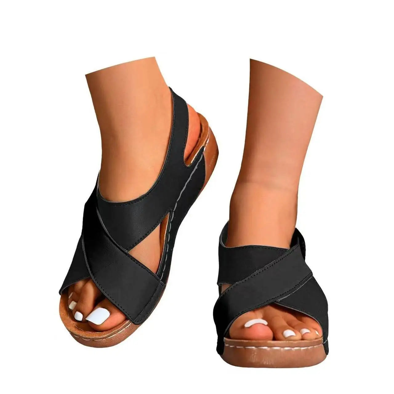 2025 Platform Wedge Sandals for Women Summer Leisure Comfortable Non Slip Thick Bottom Beach Shoes Sandalias Mujer Plus Size 43 Pi-Mart
