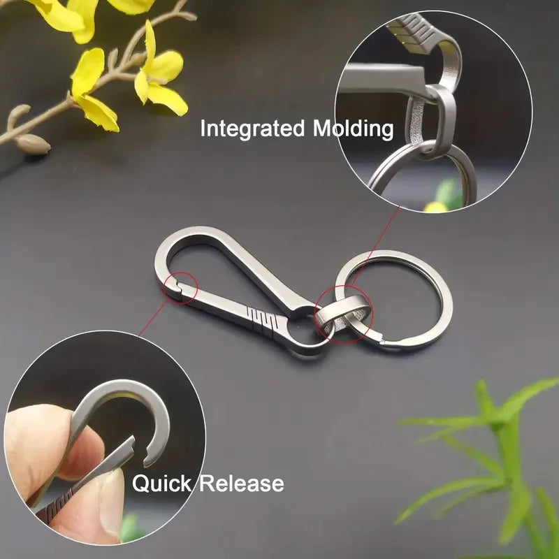 1PC Titanium Alloy Keychain Tiranium Buckle Key Ring Car Accessor Waist Hanging Chain Ring Buckles Opener EDC Outdoor Tool Pi-Mart