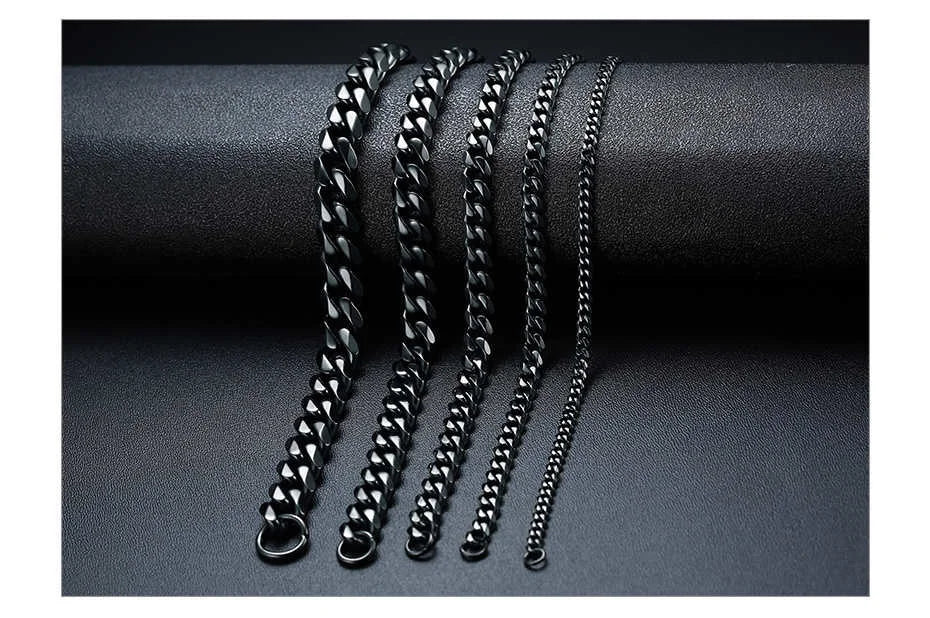 Vnox Mens Simple 3-11mm Stainless Steel Curb Cuban Link Chain Bracelets for Women Unisex Wrist Jewelry Gifts Pi-Mart