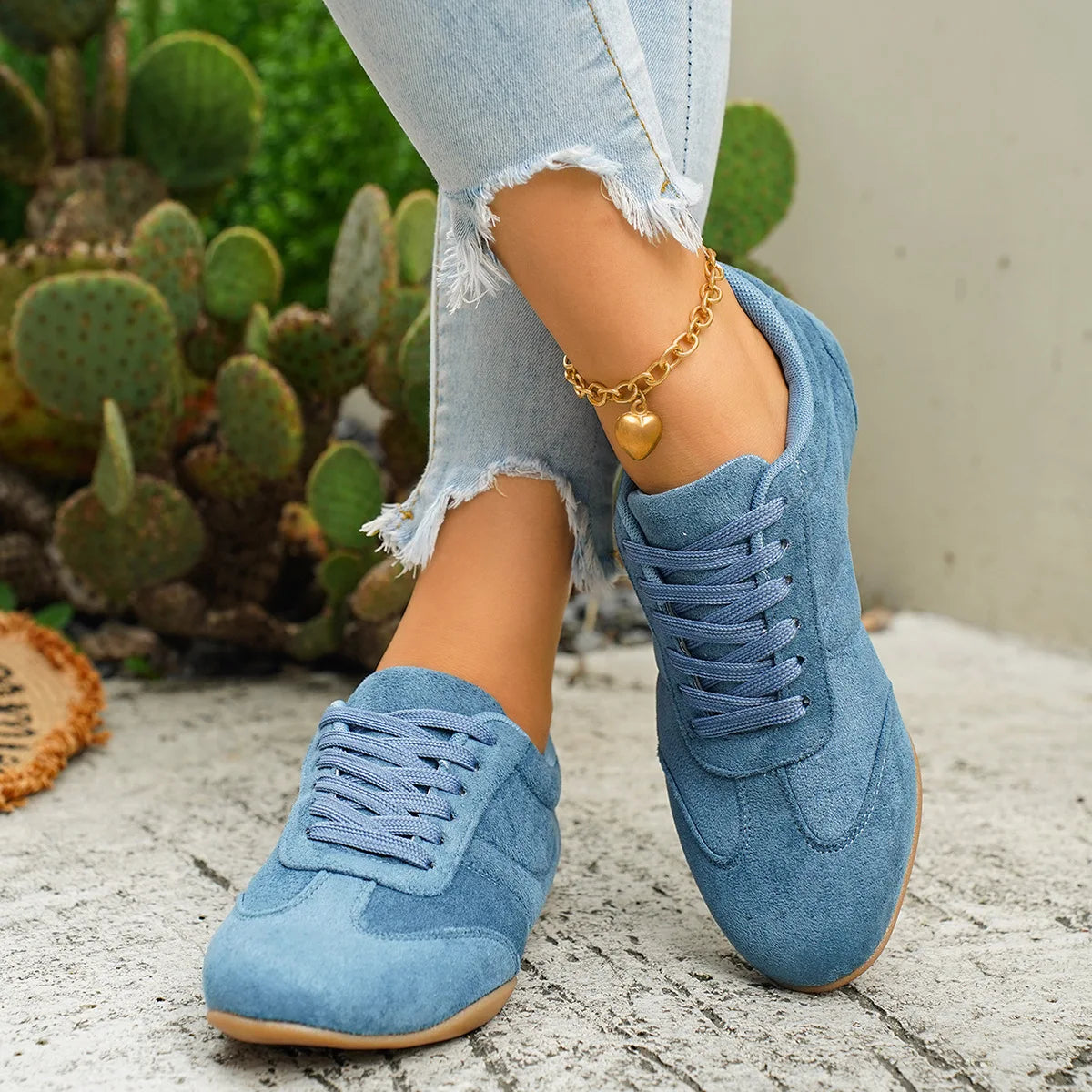 Women's Casual Flat-soled Non-slip Wear-resistant Sport Shoes Spring Autumn Round-toe Soft and Comfortable Women Single Shoes Pi-Mart