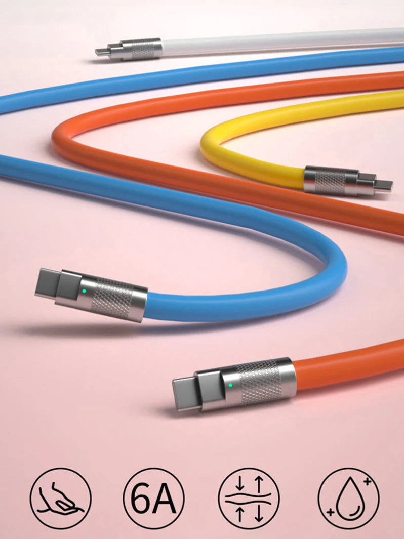 120w 6a Super Fast Charge PD Type C Liquid Silicone Cable Quick Charge 1M 2M Usb Cable Usb C to C Charger Cable Pi-Mart