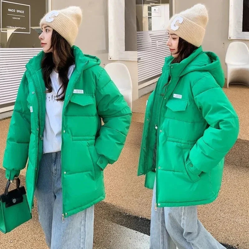 2025 New Winter Hooded Parka Women's Down Cotton Jacket Puffer Coat Overcoat Thick Warm Cotton Padded Jacket Snow Wear Outwear LadyShow.Store