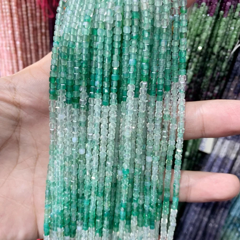 2x2mmNatural Colored Tourmaline Blue Tourmaline Faceted Cube Beads Square Stone Beads for JewelryDIY Making  Gemstone Loose Bea Pi-Mart
