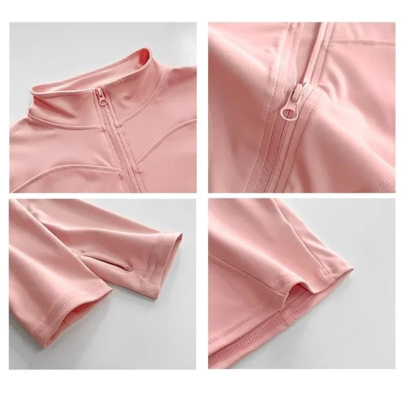 Sun Quick Drying Sports Coat Women's Tight Top Yoga Jacket Long Sleeve Zipper Jacket Running Fitness Women's Jacket S-3XL LadyShow.Store