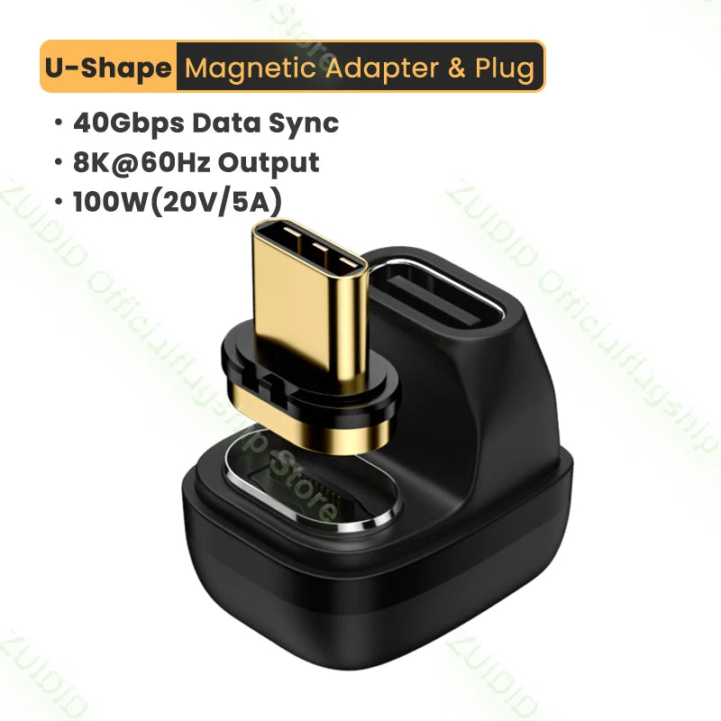 USB4.0 Thunderbolt3 Magnetic Adapter USB C To Type C 40Gbps 100W Fast Charging Magnet Converter Cable 8K@60Hz USB Type C Adapter Pi-Mart
