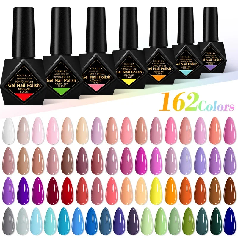 10ml Gel Nail Polish 162 Colors Nail Supplies Vernis Semi Permanent Nail Art Manicure Soak Off LED UV Gel Nail Varnishes Summer Tri Light Beauty