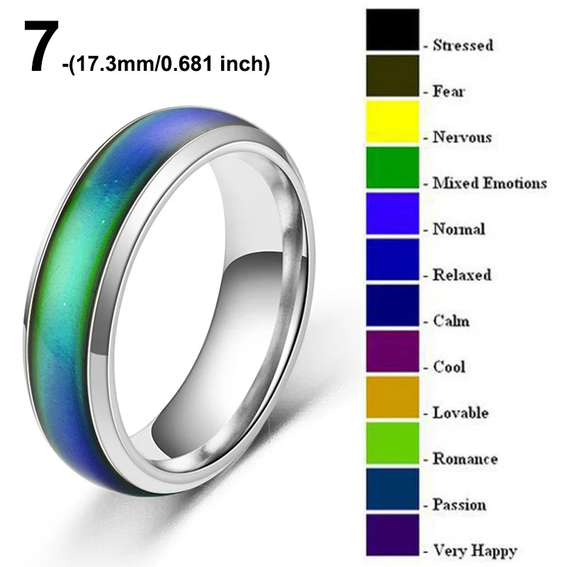 1pc Stainless Steel Mood Ring Changing Color Rings Emotion Feeling Temperature Ring For Women Men Couples Rings Fashion Jewelry Pi-Mart