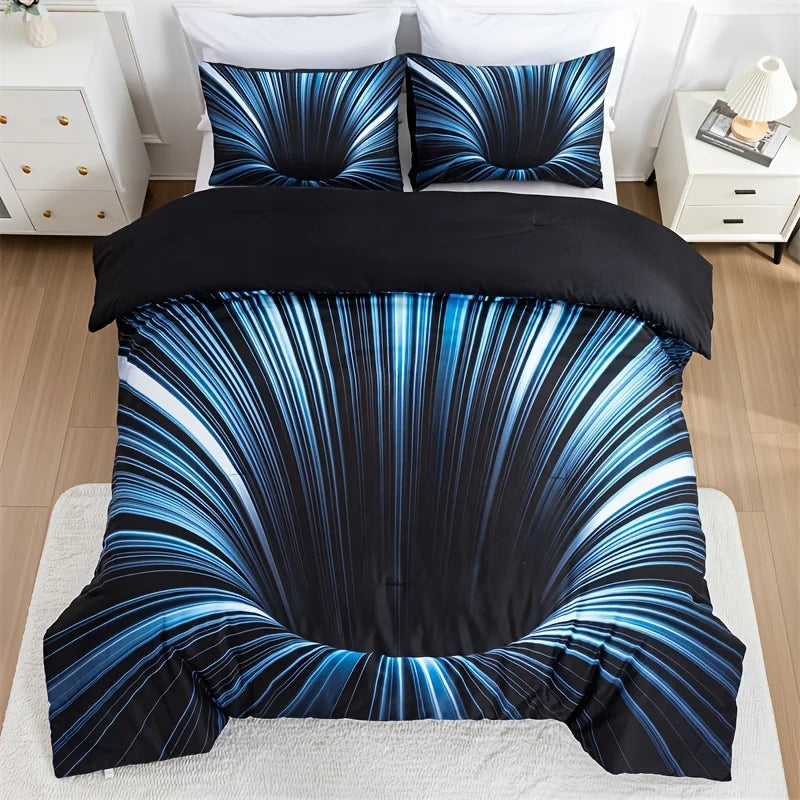3pcs Duvet Cover Set  blue and Black 3D Bedding Cover, Men Women Adults Bedroom Decor Comfortable and soft fabric no pillow core Pi-Mart
